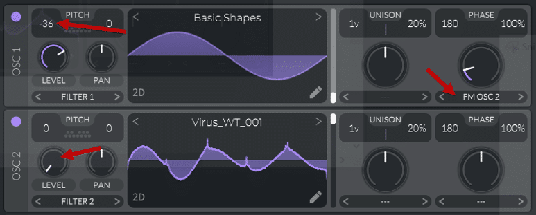 F25: setting the waveforms in Vital for FM synthesis