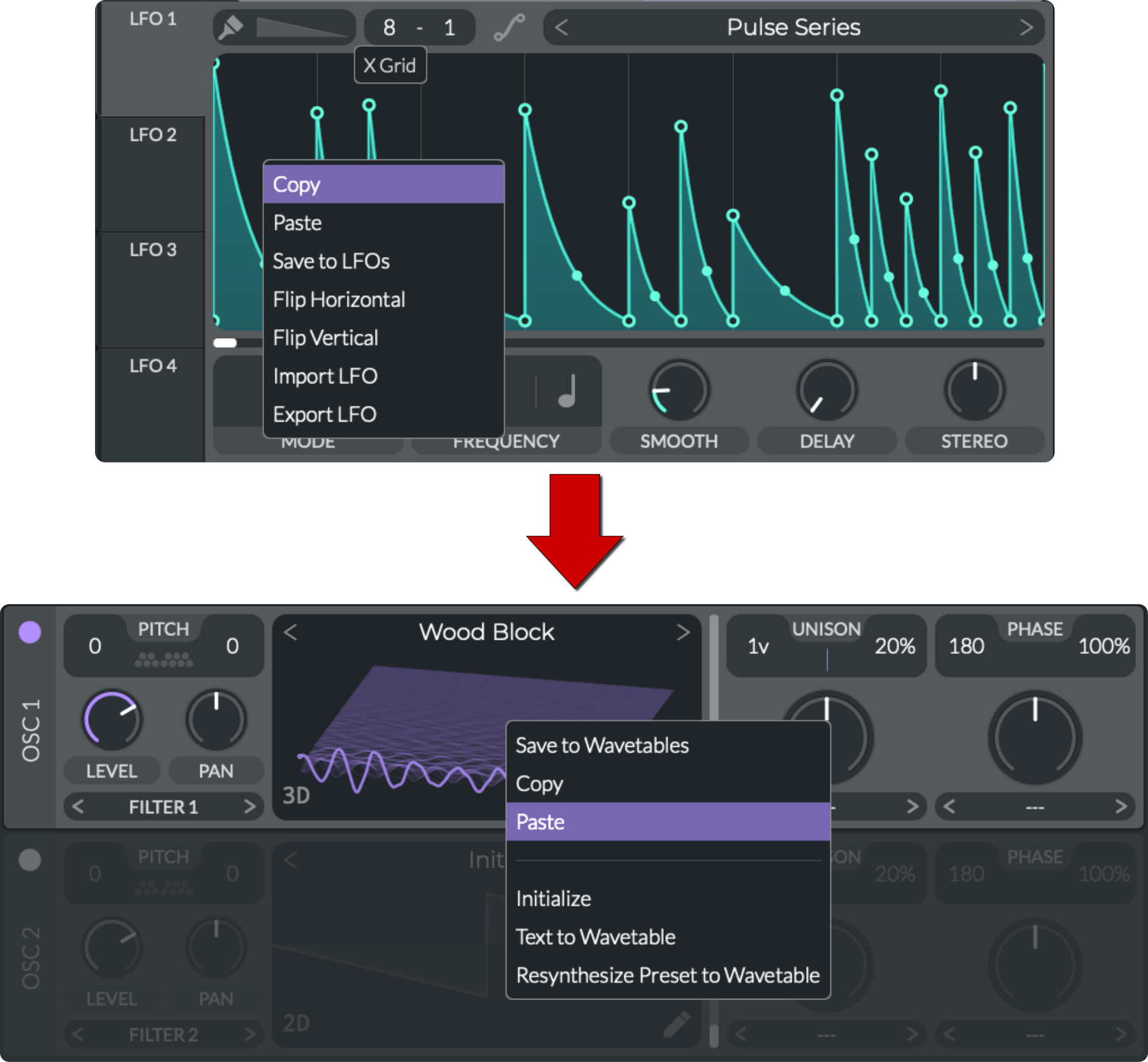 V23 Copy-Paste LFO to Wavetable